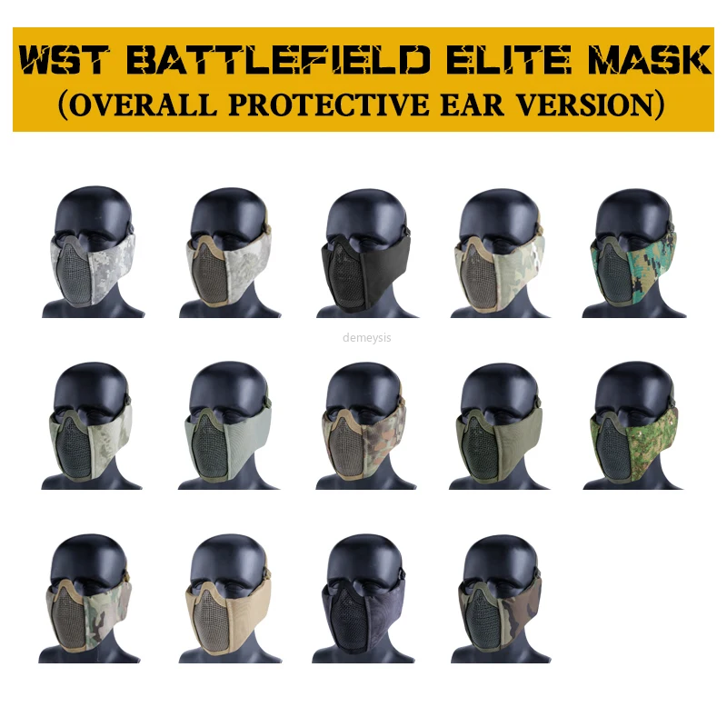 

Half Face Airsoft Mesh Mask With Ear Protection Military New Lower Face Protective Breathable Paintball Mask