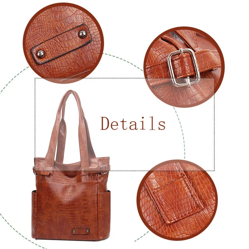 womens shoulder bags fashion handbag womens leather shopper alligator pattern top handle tote square large capacity bags free global shipping