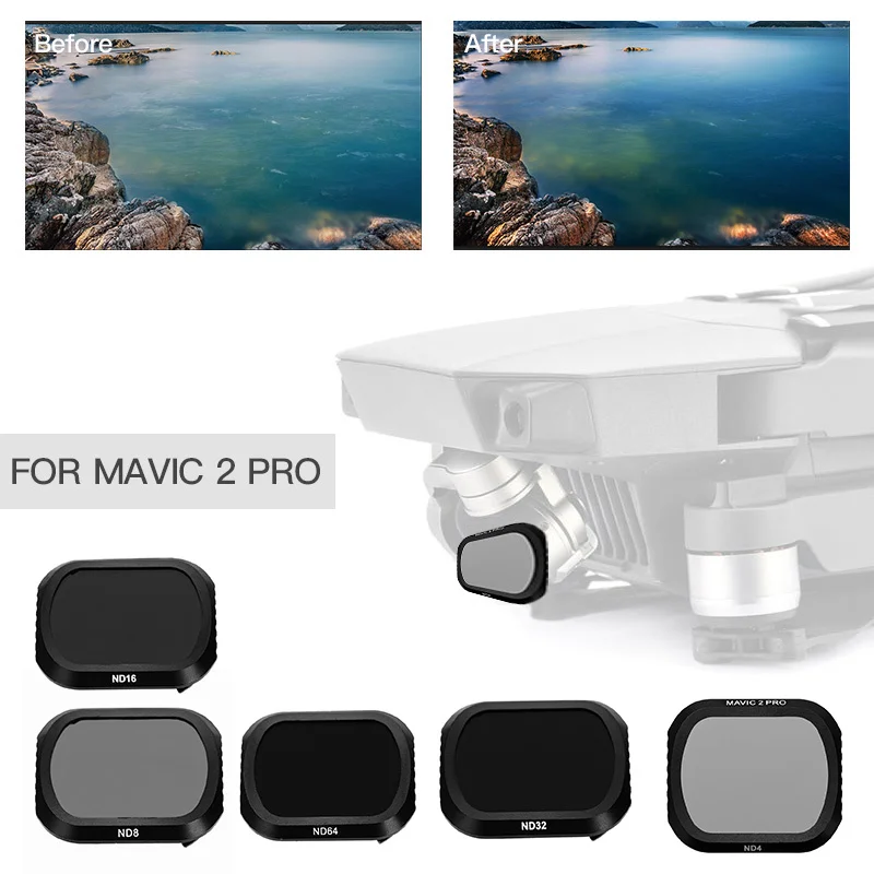 ND4/ND8/D16/ND32/ND64/CPL/PL/UV фильтр объектива для DJI MAVIC 2 PRO черный Оптическое стекло