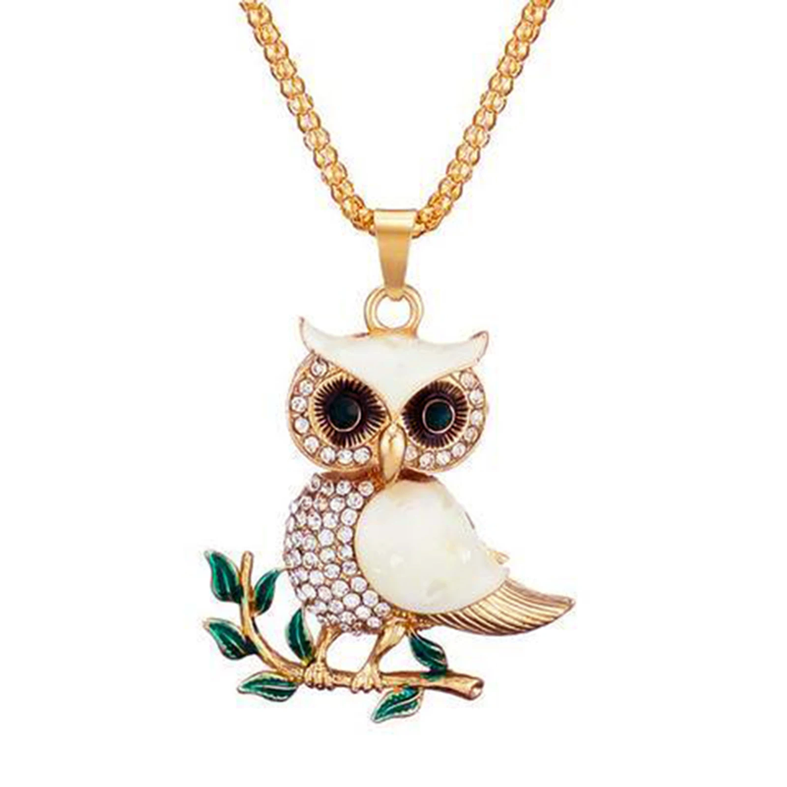 

Newly Crystal Owl Necklace Pendant for Key Ring Handbag Cute Animal Shape Metal Hanging Accessory