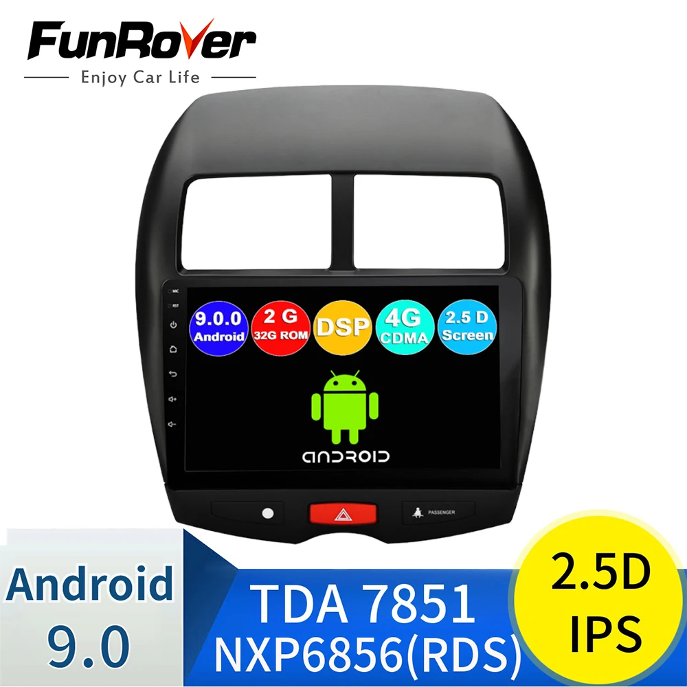 FUNROVER 2G+ 32G android 9,0 автомобилей Радио мультимедийный плеер для Mitsubishi ASX peugeot 4008 Citroen C4 Стерео dvd gps-навигация с rds
