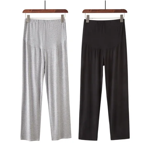 Брюки для беременных, повседневные брюки для беременных, брюки из модала для беременных с высокой талией, свободные прямые брюки, мягкие брюки для беременных, большой размер