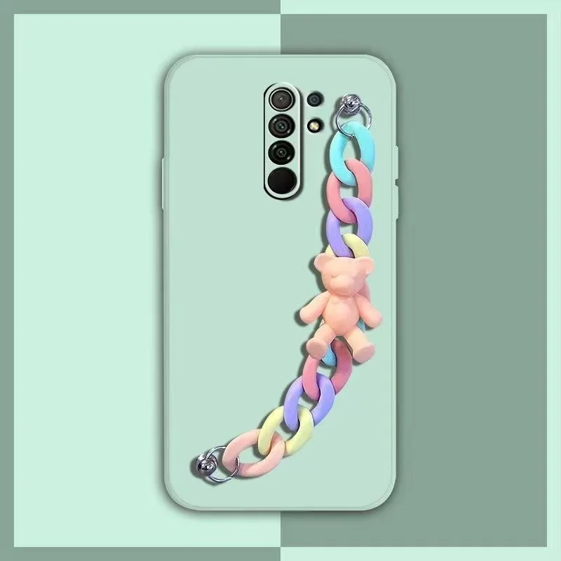 

3d-чехлы с милым медведем и цепочкой на запястье для Huawei Mate 20 40 Nova 7 Pro Nova 4E 7i 4 6 P40 Lite 4G P20 Plus P30 Lite Pro Honor 20S