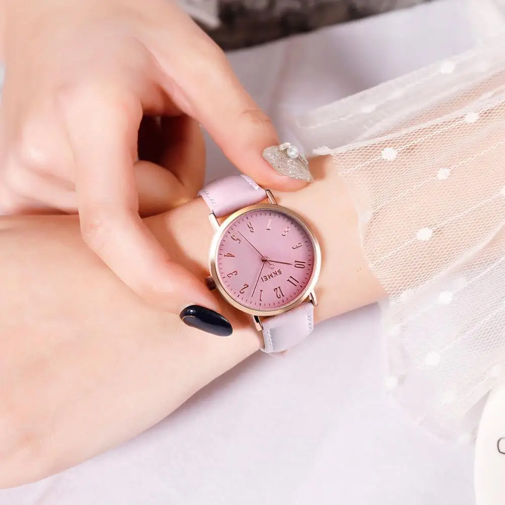 SKMEI простые женские кварцевые часы модные с кожаным ремешком 3 бар