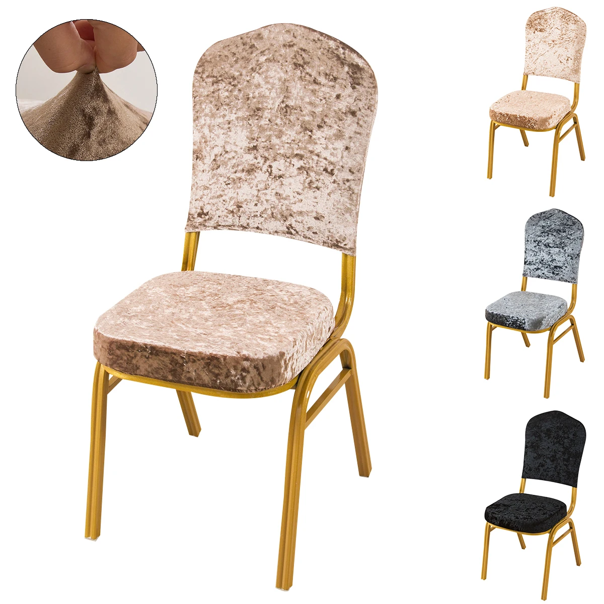 

Universal Size Velvet Split Chair Cover Spandex Stretch Seat Slipcovers For Banquet Decor Solid Colour Dining Chair Covers D30