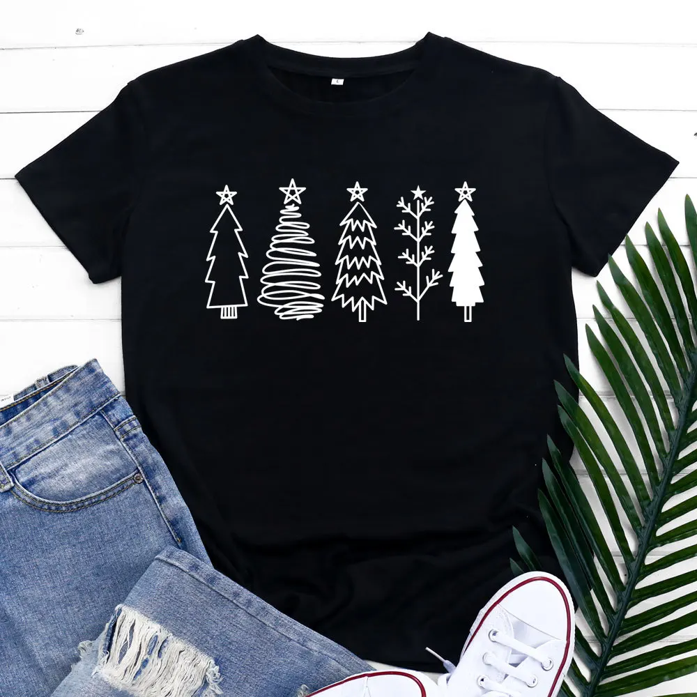 

Christmas Tree Print Women T Shirt Short Sleeve O Neck Loose Women Tshirt Ladies Fashion Tee Shirt Tops Clothes Camisetas Mujer