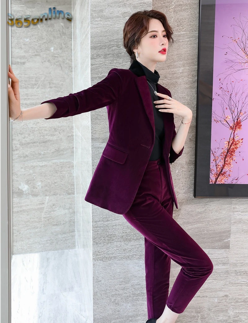 Формальная форма дизайнерские брючные костюмы высокое качество ткань бархат