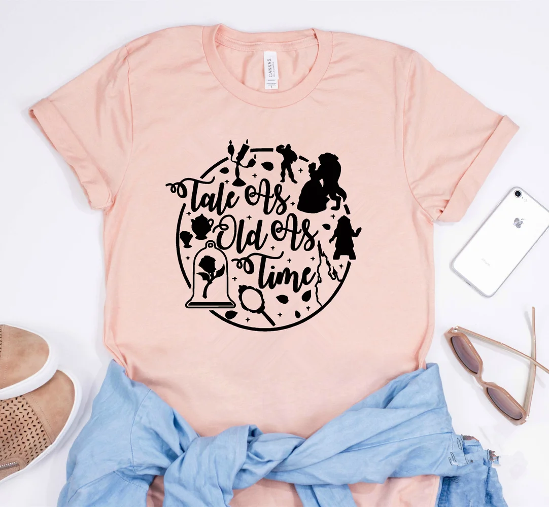 Tale As Old As Time Women's T-Shirt - Beauty and the Beast Cute Casual Tee for Women and Girls image 3