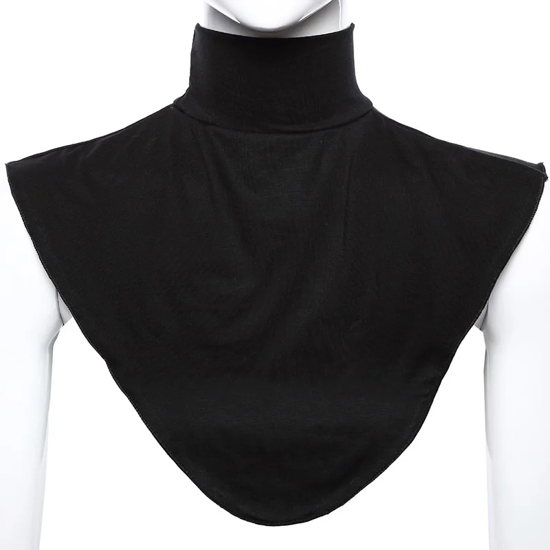 Womens Muslim Modal Fake False Collar Islamic Hijab Extensions Turtleneck High Neck Cover Warmer Bright Solid Color Half Top |