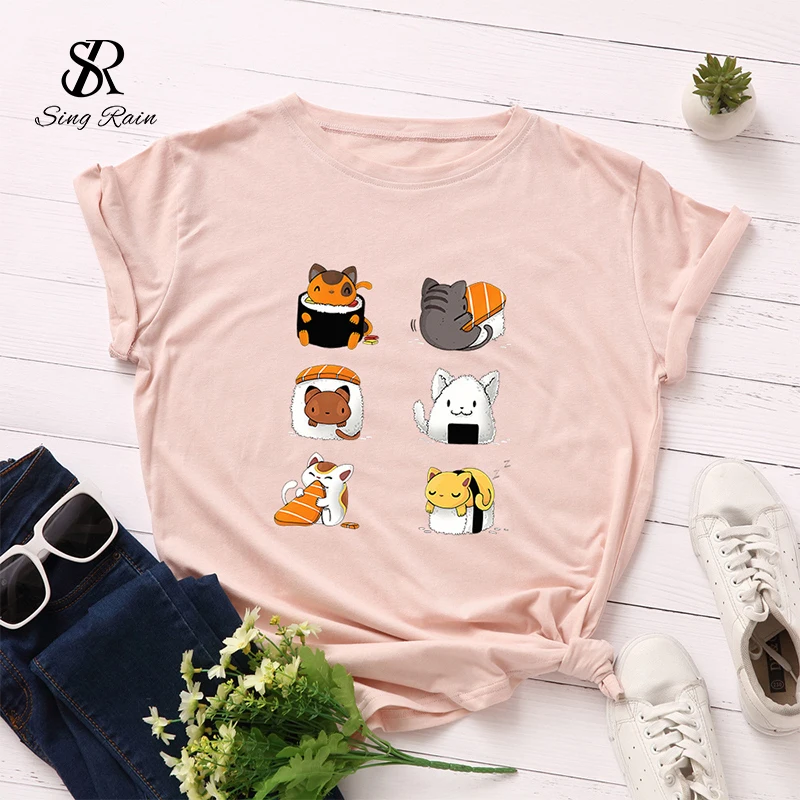 Футболка женская оверсайз с коротким рукавом х/б принтом | Женская одежда