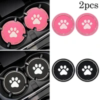2 pcs 7cm car coasters pad cup holde rhinestone cup holder inserted in coaster internal fitting silicone interior accessories