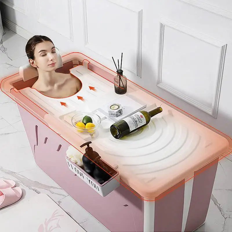 

41.3in Adult Bath Tub Barrel Sweat Steaming Bathtub Plastic Folding Thicken Bathtub Home Massage Temperature SPA Sauna Bathtub