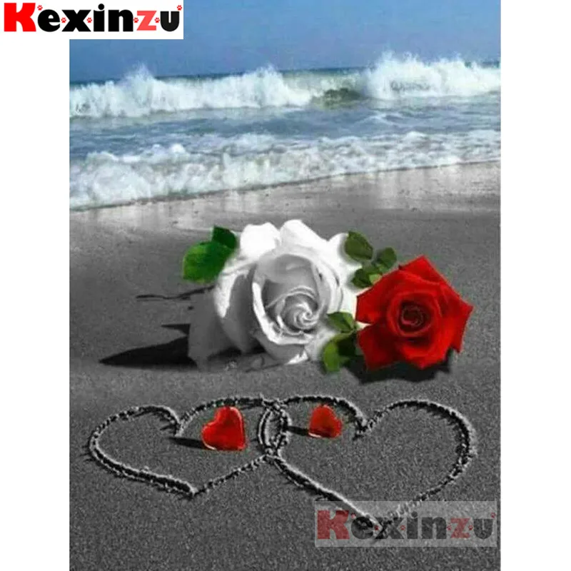 kexinzu Full 5D DIY Square/Round Diamond Painting"Heart shaped rose"3D Embroidery Cross Stitch Mosaic diamondpainting Gift K@6#8