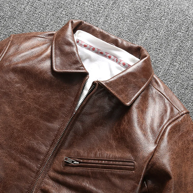 2020 винтажная коричневая Мужская умная повседневная кожаная куртка большого