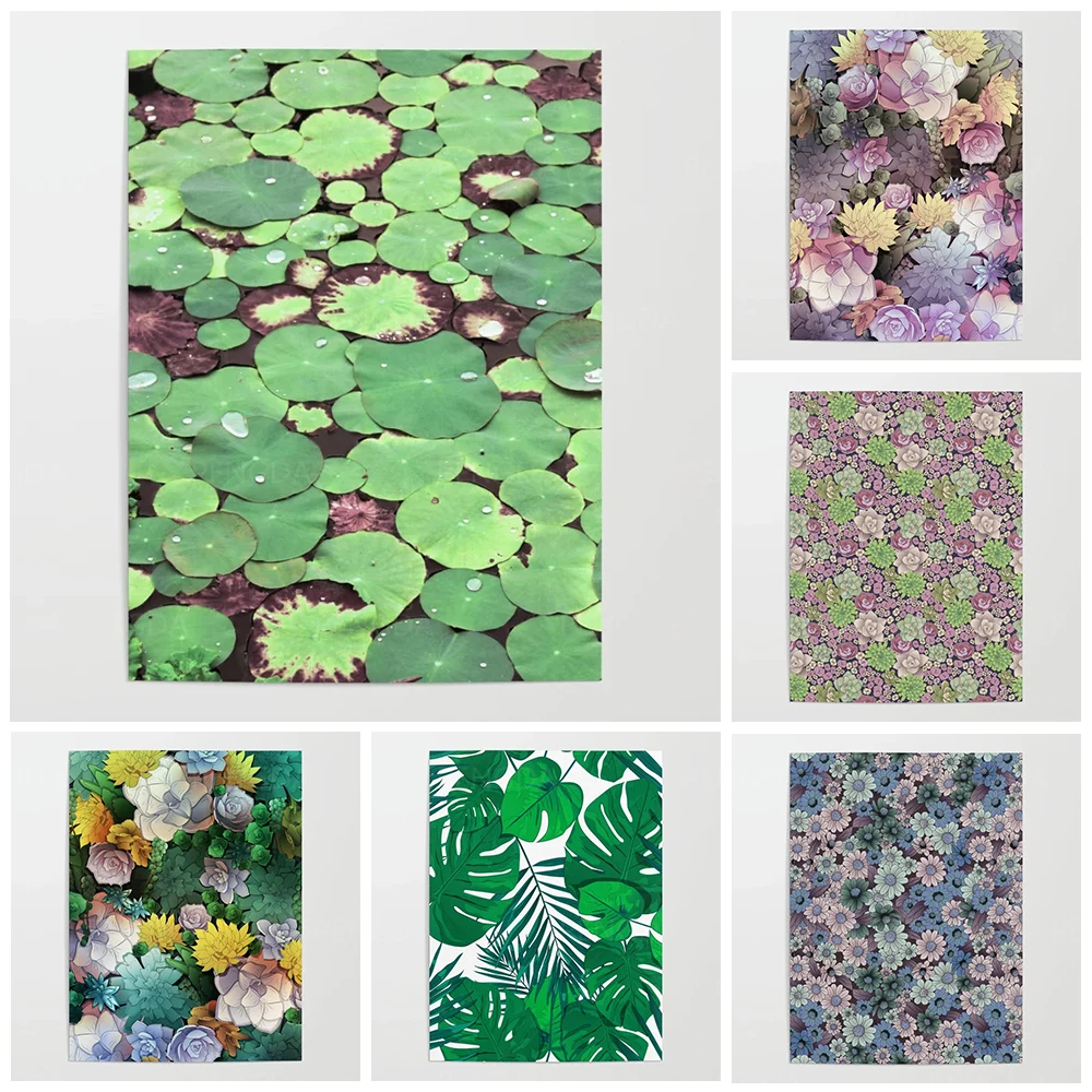 Модульная Hd печать цветочная картина украшение для дома растения листья лотоса