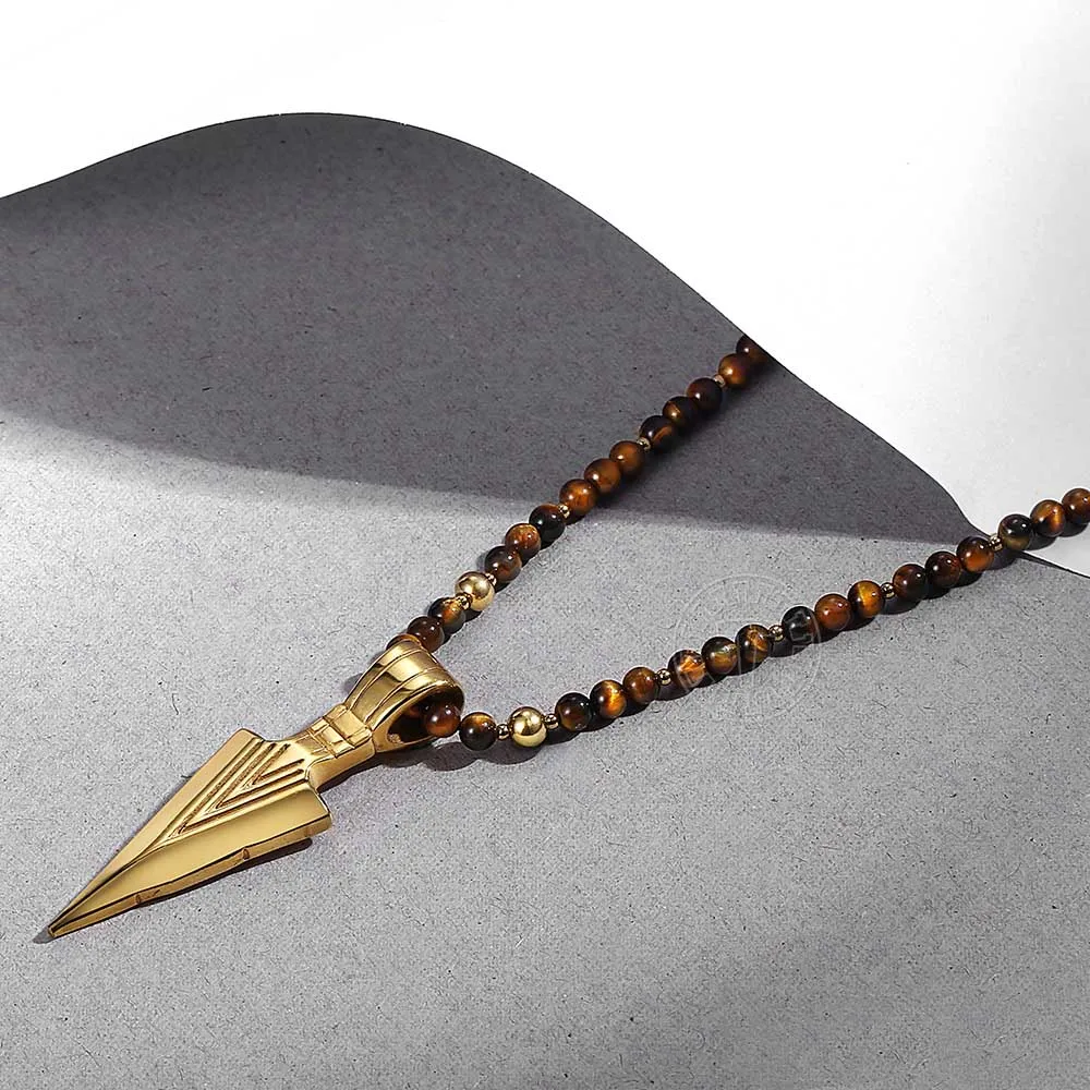 Уникальный Мужской шейный платок 4 мм длинный тигр глаз камень бисером золотой