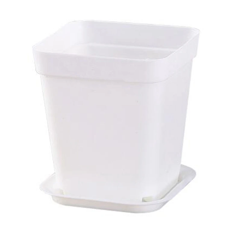 50 Pack 2.7Inch White Square Plastic Plant Pots with Saucer Seedling Nursery Transplanting Planter Container for Garden | Дом и сад