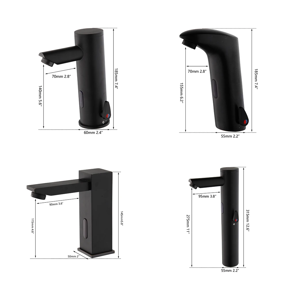 KEMAIDI матовый черный Твердый латунный Горячая и холодная вода Смеситель Touch-Free