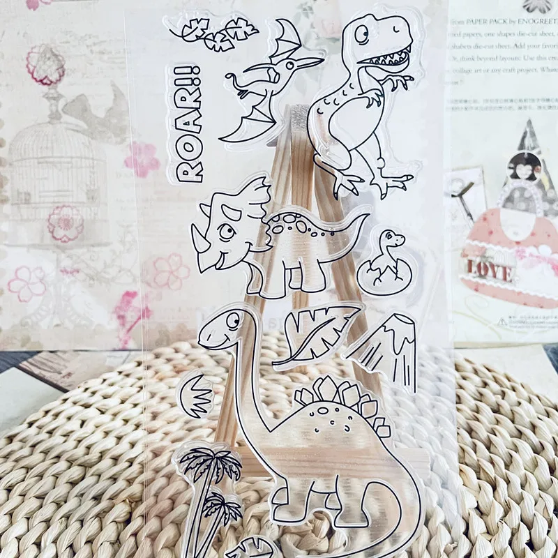 

Прозрачный силиконовый штамп с изображением животного динозавра для скрапбукинга фотографий