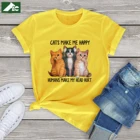 FLC, футболк женск 2020 2021 off white kawaii топ женский Cats Make Me Happy Human Make My Head Hurt, унисекс футболка Cat Lover, подарки в стиле харадзюку футболки оверсайс xxxl