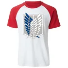 Крылья Свободы рубашка Мужская короткая футболка с героями из японского аниме Мужская Футболка с рукавами-реглан футболка с короткими рукавами, летняя футболка, топы, атакуя гигантский Мужская футболка