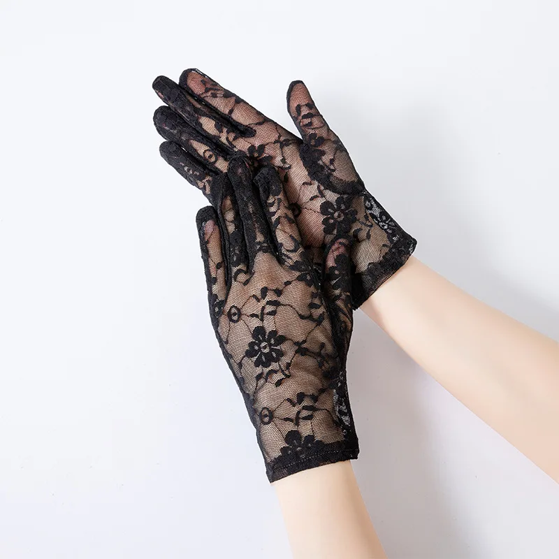 

Summer ladies thin lace gloves Breathable driving and riding sunscreen gloves Etiquette gloves wholesale Sexy black mesh gloves