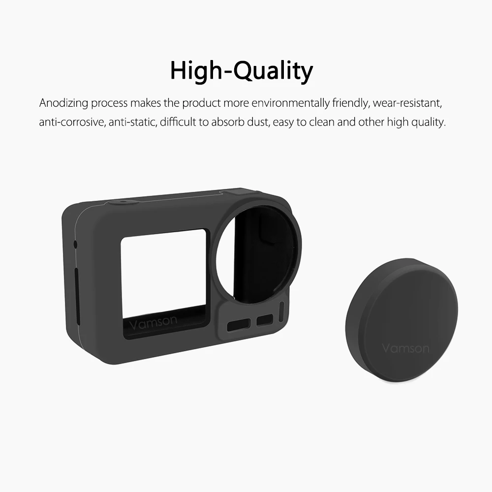 

Vamson for DJI Osmo Action Camera accessories Silicone Shell Frame Cage Protective shell Housing Case Cover Lens Cap OA04