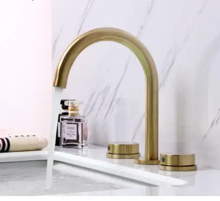 Матовый Золотой смеситель Vidric для кухонной раковины с 3 отверстиями крепления на