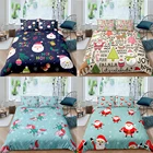 Рождественский Комплект постельного белья с 3D изображением единорога, Санта-Клауса, из мягкого полиэстера, королевы, короля, домашний текстиль, пододеяльник с подушкой, Комплект постельного белья s