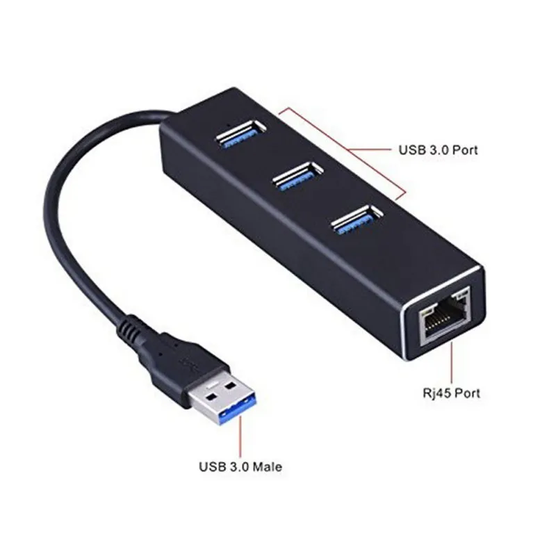 

3 порта USB 3,0 Gigabit Ethernet Lan RJ45 сетевой адаптер концентратор до коннектора 1000 Мбит/с
