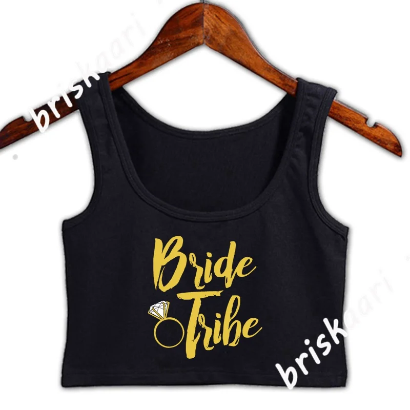 

Укороченный женский топ, Летний стиль надпись «Bride Tribe», S-2xl