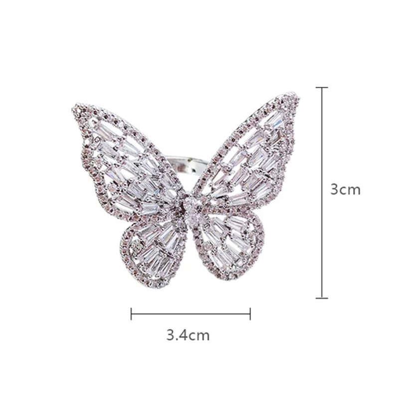 Новые Кольца USTAR в виде бабочки с фианитом для женских регулируемых колец