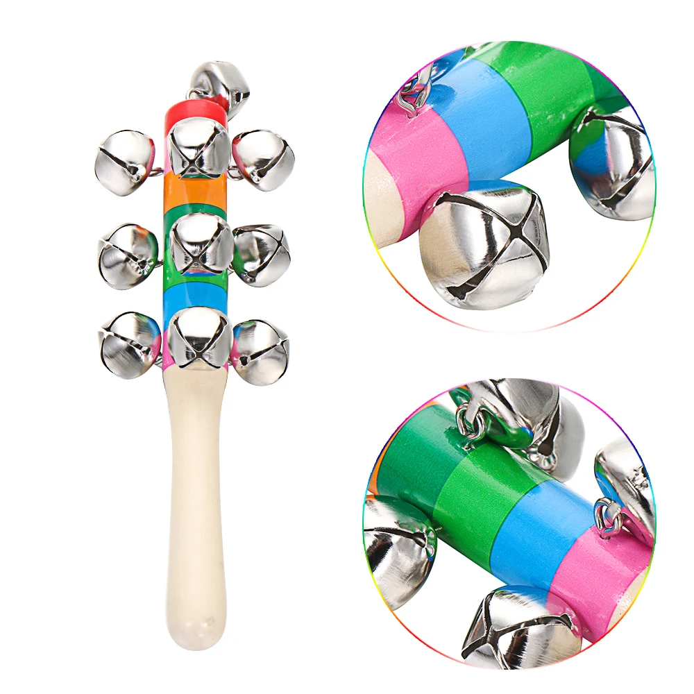 Детская Радужная погремушка Jingle деревянные игрушки Orff инструменты колокольчик