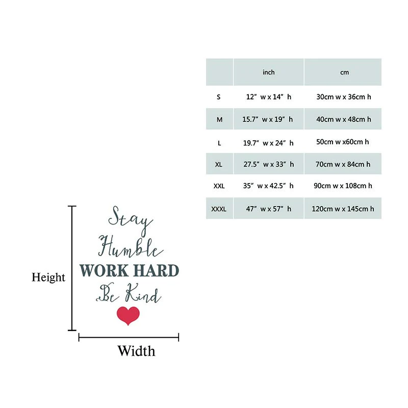 

Inspirational Saying Vinyl Decal - Stay Humble Work Hard Be Kind - Motivational Quote for Home, Bedroom