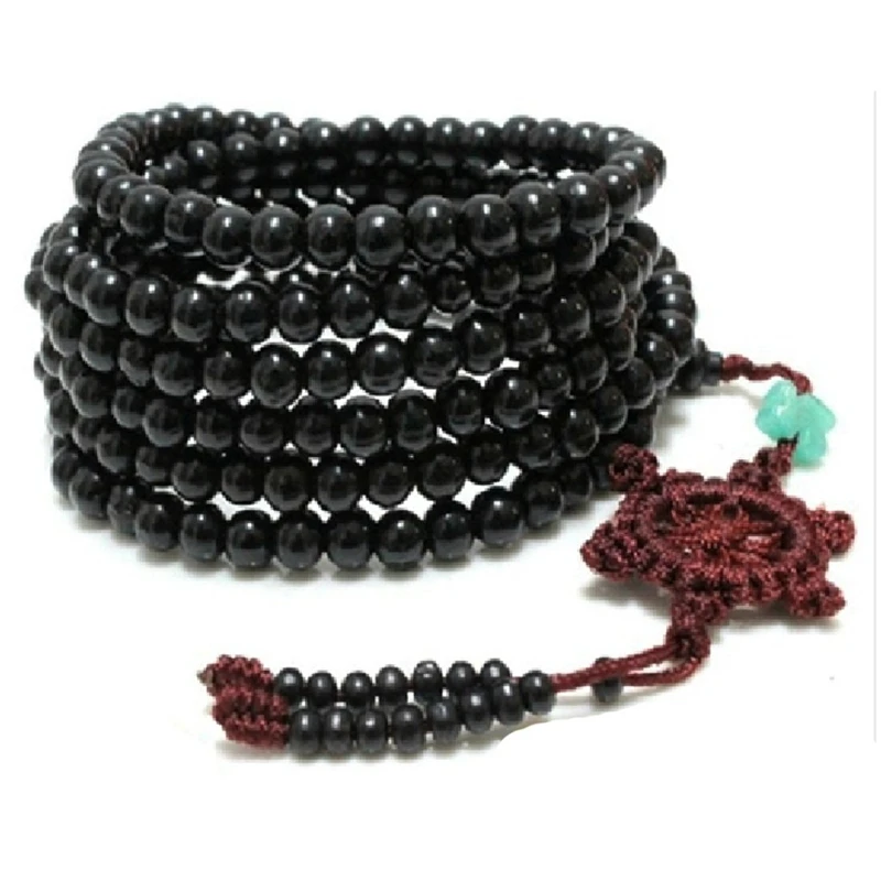 

Tibetan Style 216pcs 41.7 Inch Beads Buddha Mala Buddhist Bracelet Necklace--Black
