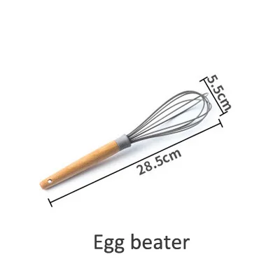 Egg beater Ермакова деревянная ручка кухонная посуда для выпечки антипригарная термостойкая силиконовая щелевая скребок-ложка ковш щетка венчик - Цвет: Egg beater