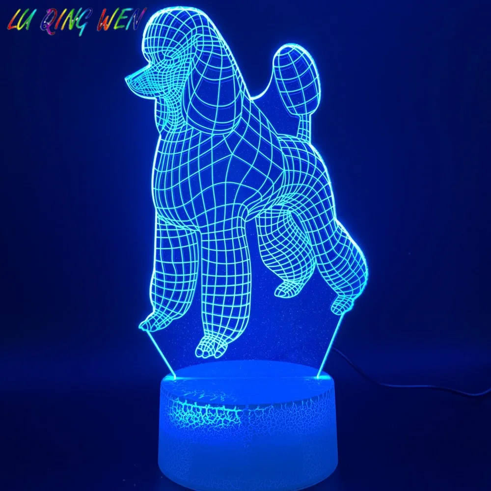 3d светодиодный Ночной светильник лампа собака пуделя Спальня luminaria ремесла Цвет