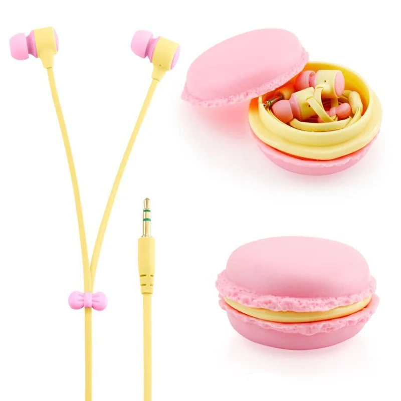 Наушники макарун милые наушники для девочки с коробкой хранения мобильного