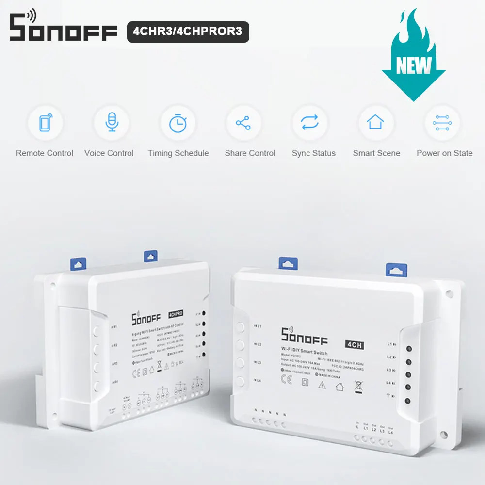 Умный радиопереключатель Sonoff 4CH PRO R3 4 клавиши 433 МГц блокировка самоблокировка 3