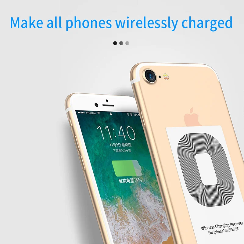 Беспроводной зарядный приемник-патч для iPhone 12 Pro 11 Android Phone Type C беспроводной