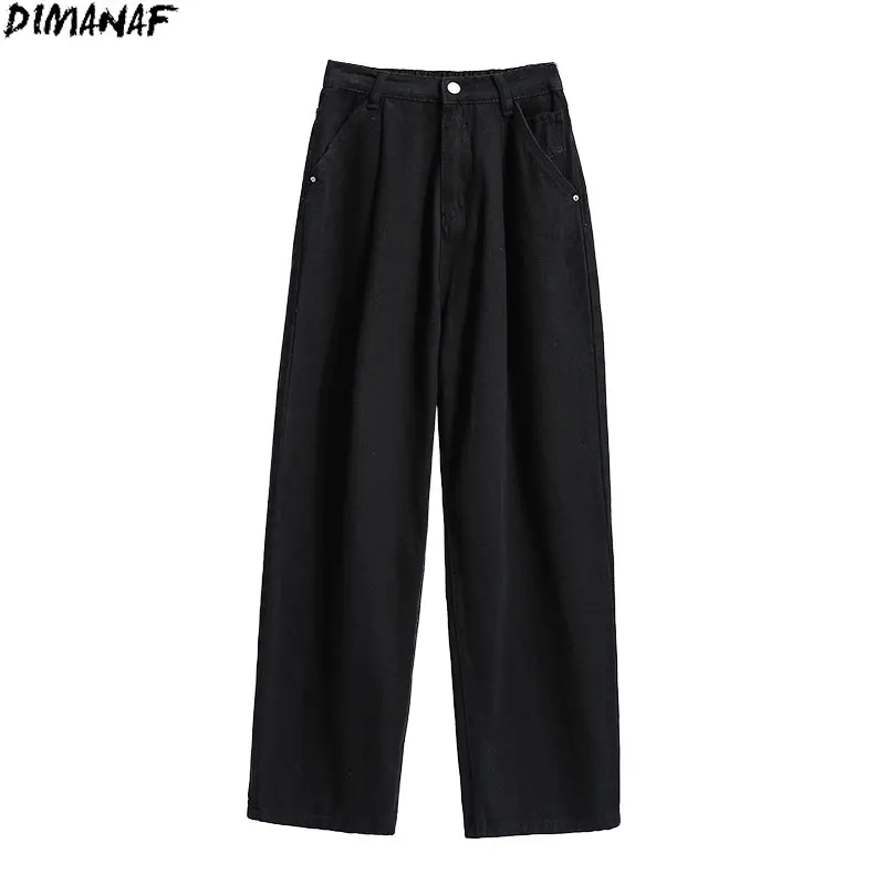 

Брюки DIMANAF женские с завышенной талией, прямые эластичные длинные слаксы, брюки в стиле оверсайз с широкими штанинами, размера плюс, 5XL