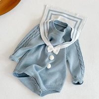 navy style toddler baby girl knitting bodysuits autumn winter infant baby girls jumpsuit newborn baby girl clothes