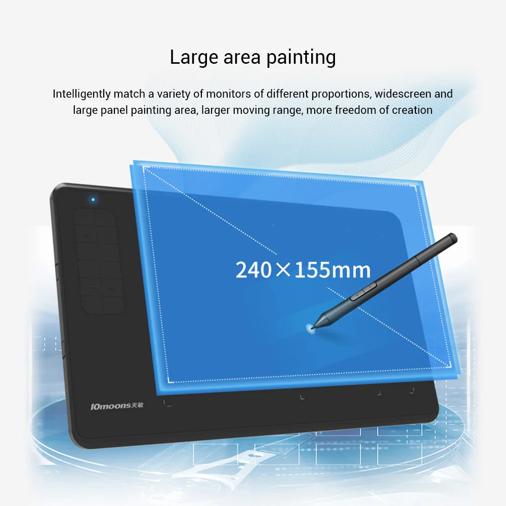 

10moons Graphic Tablet G12 Smart LCD Digital 8192 Levels 5080 LPI HD Drawing Tablet for Desktop Cellphone Notebook