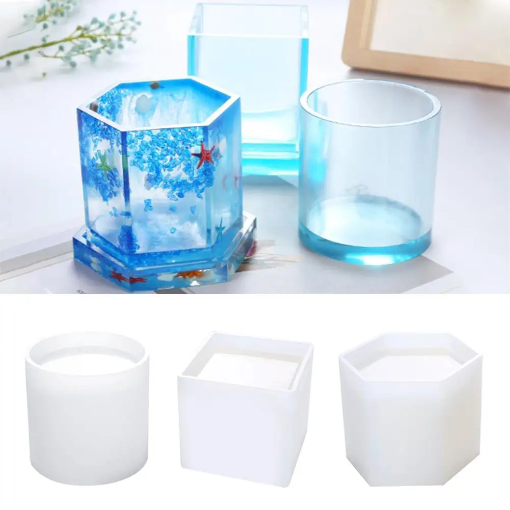 

Resin Molds, Silicone Molds Resin Epoxy Resin Casting Art Molds for DIY Cup Pen Soap Candle Holder Ashtray Flower Cylinder Cubo