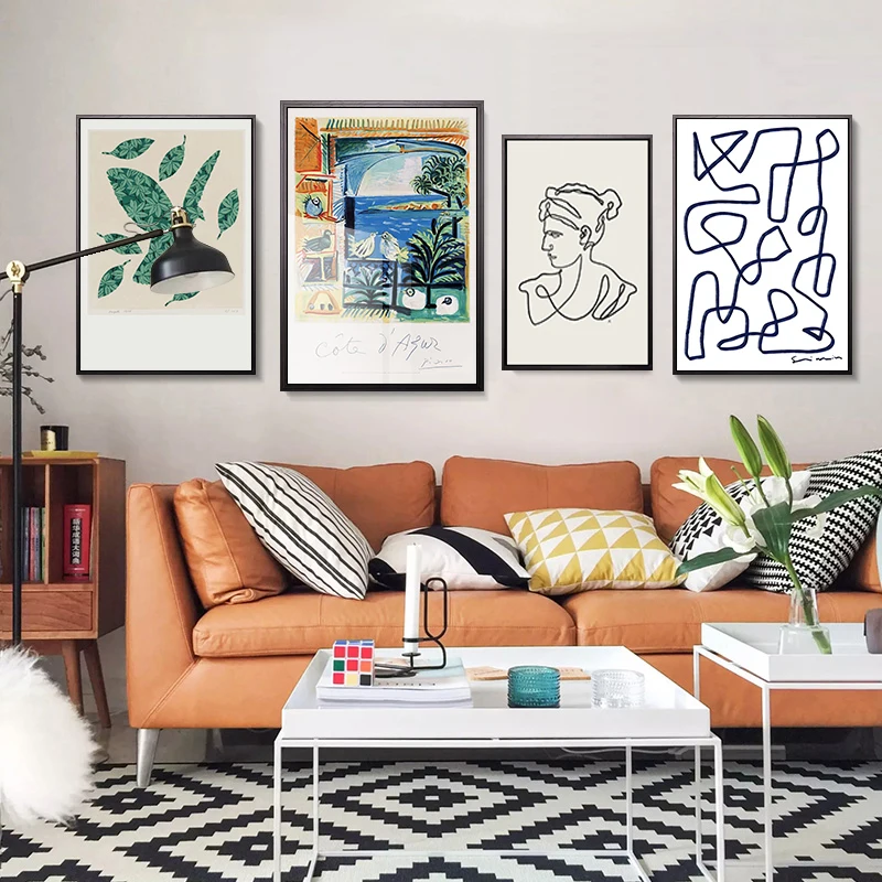 Скандинавская Классическая абстрактная фигурка пейзаж картина маслом настенное