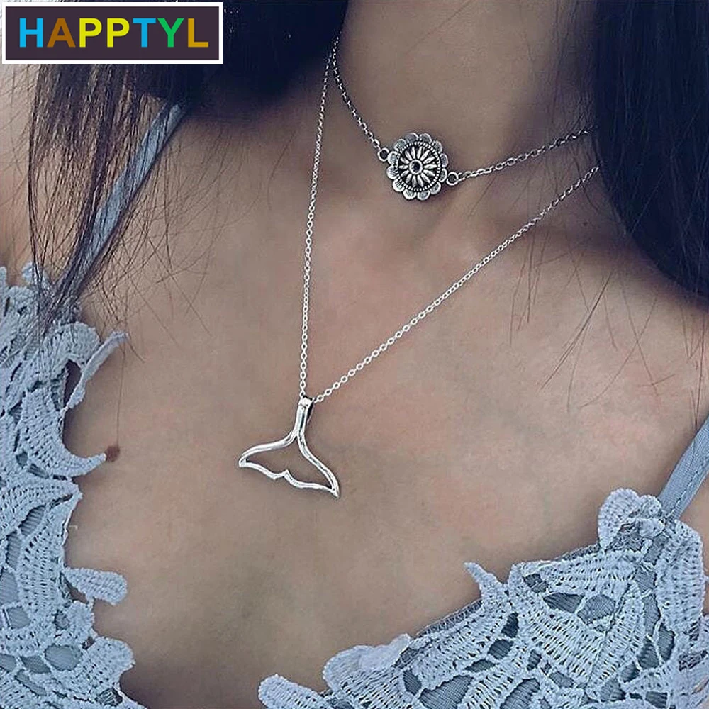 HAPPTYL 1 шт. двухслойная Подвеска со слоями эфирного рыбьего хвоста Подсолнух колье