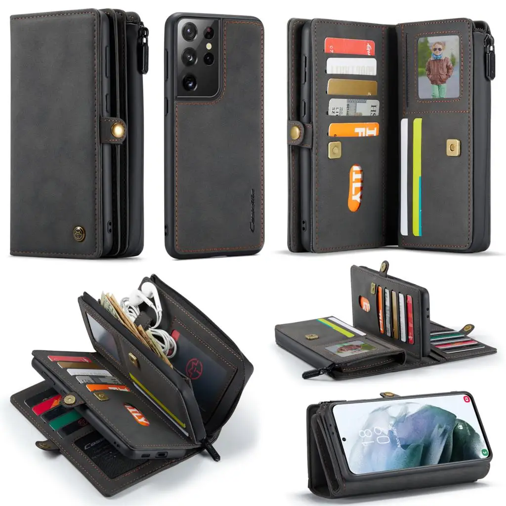 

PU Leather Wallet Back Cover Phone Case For Samsung Galaxy S21 S20 Plus Note 20 Ultra A71 A51 Flip Bank Credit Card Case Funda