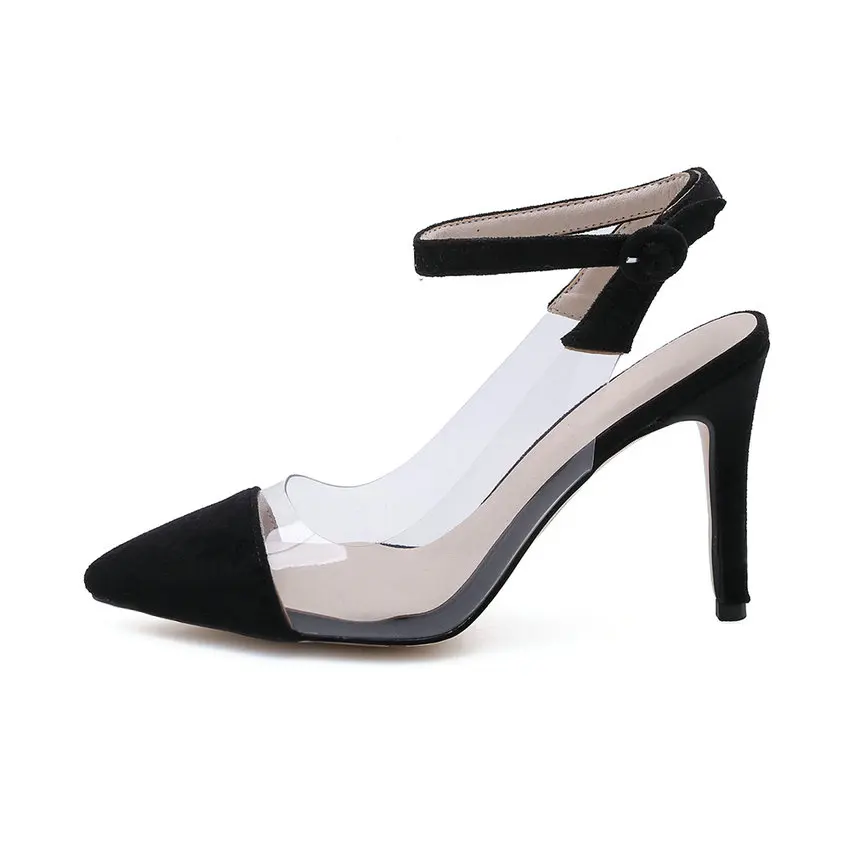 Женские сандалии QUTAA из лакированной кожи/ПУ/флока на тонком высоком каблуке с