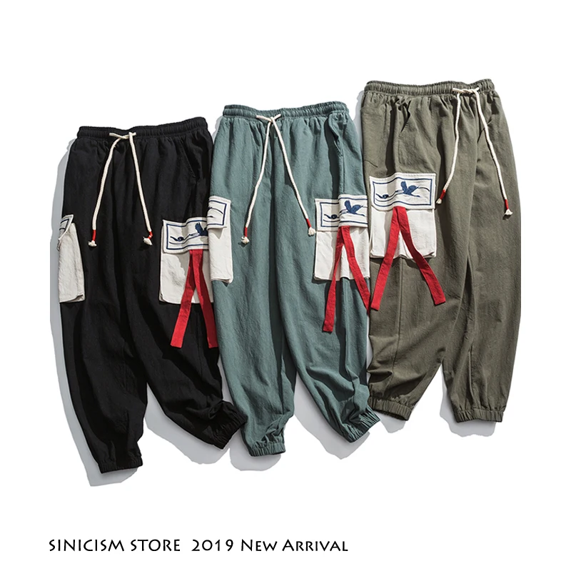 Sinicism Store, мужские шаровары,, Осенние, японский стиль, брюки-карго, Мужская Уличная одежда, с вышивкой, спортивные штаны, мужские свободные брюки, 5XL