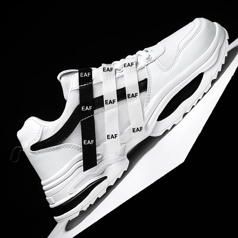 Мужские кроссовки на платформе белые дышащие в стиле ретро Новинка осени-зимы 2019